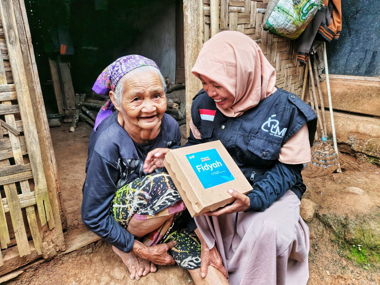Woman holding donation box