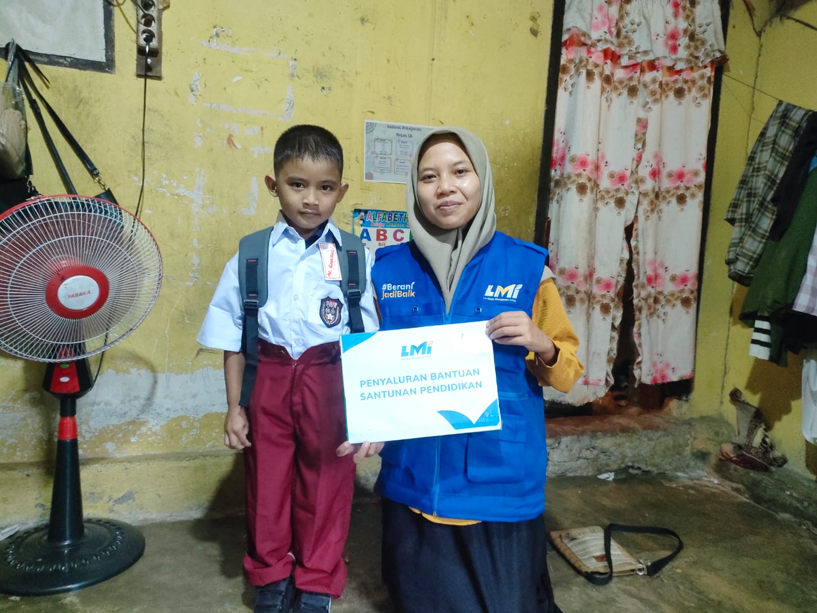 Woman holding donation box
