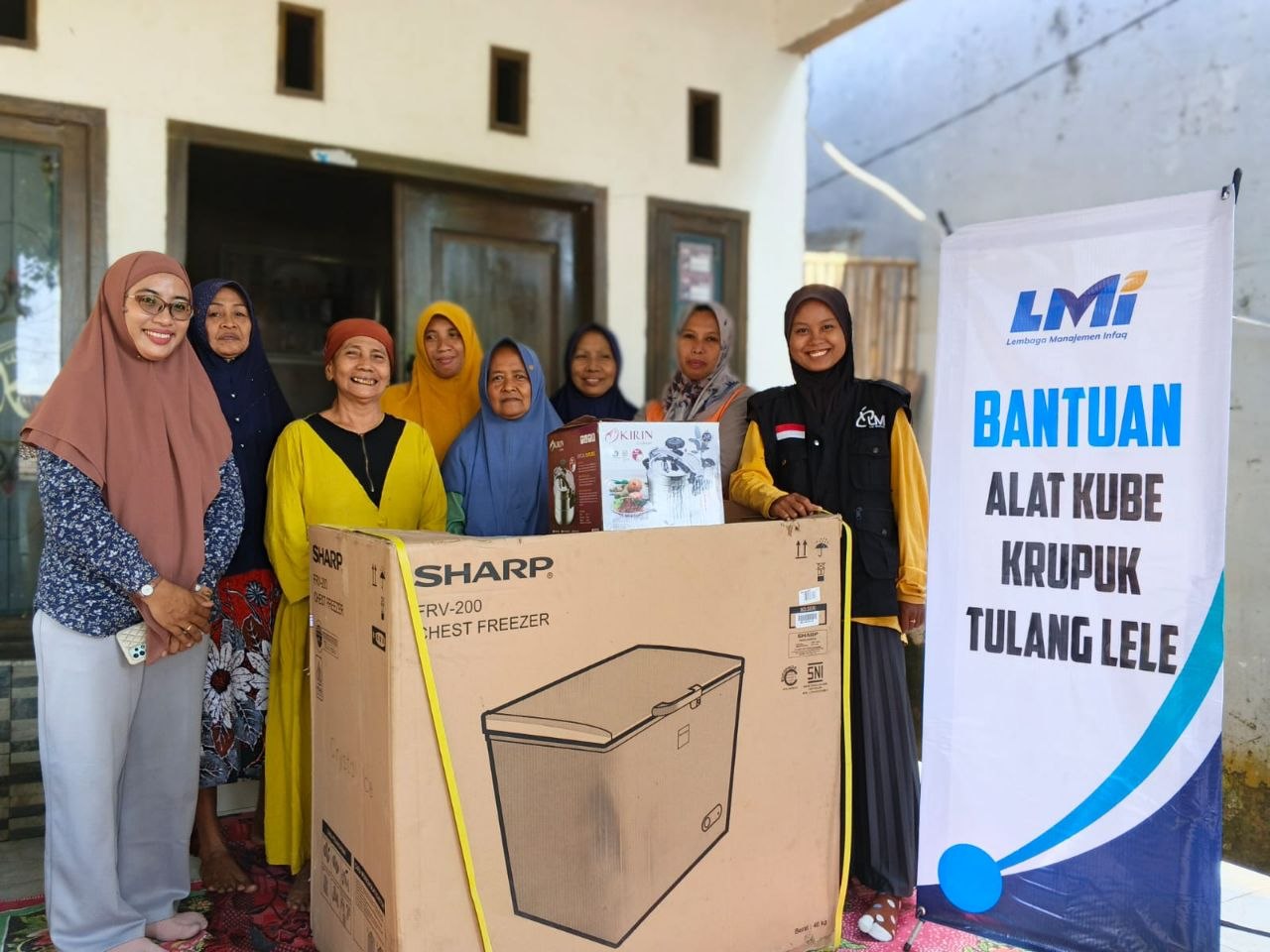 Woman holding donation box