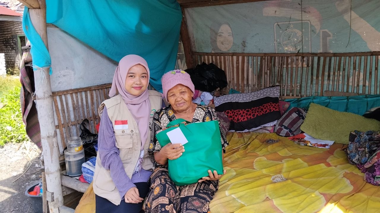 Woman holding donation box