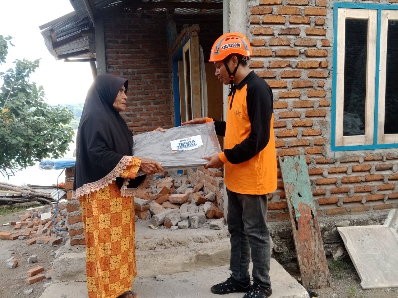 Woman holding donation box
