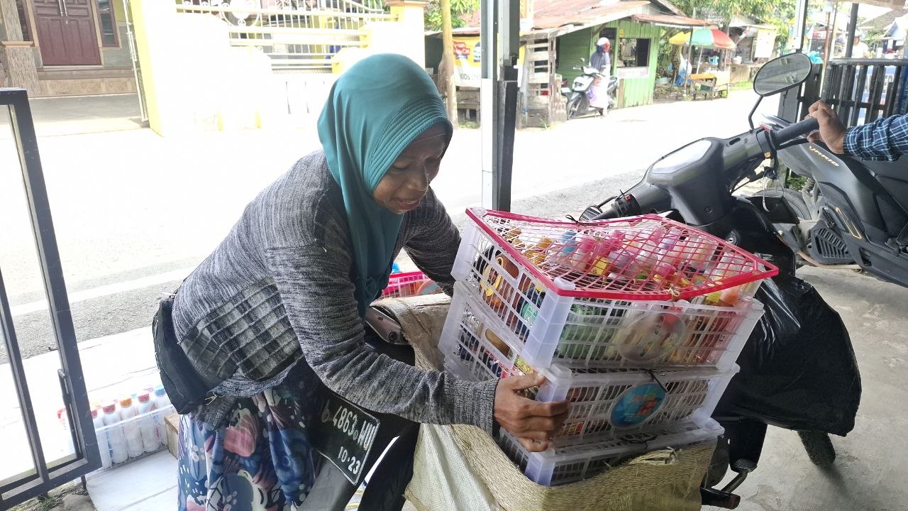 Woman holding donation box
