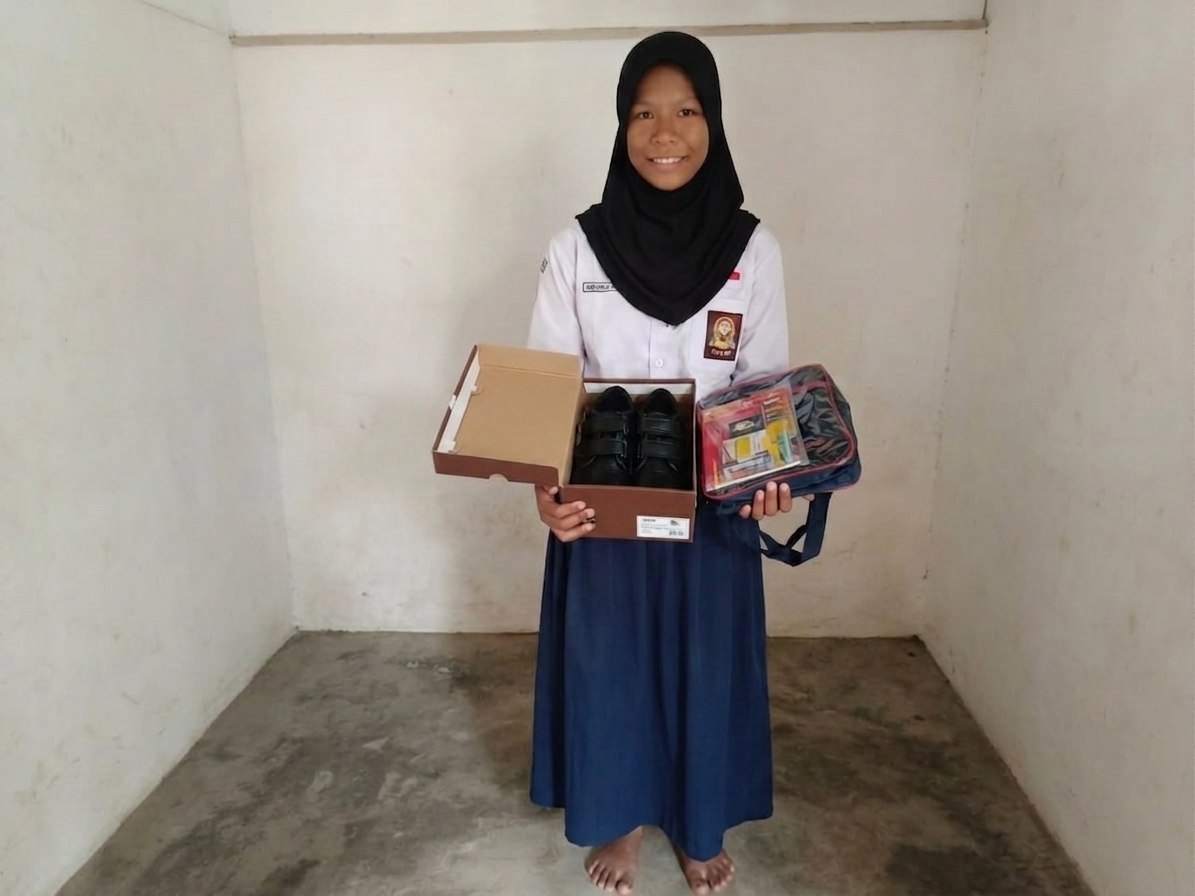 Woman holding donation box