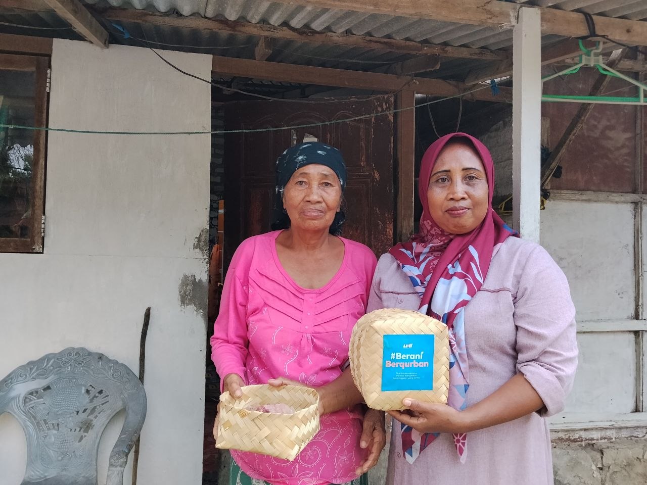 Woman holding donation box