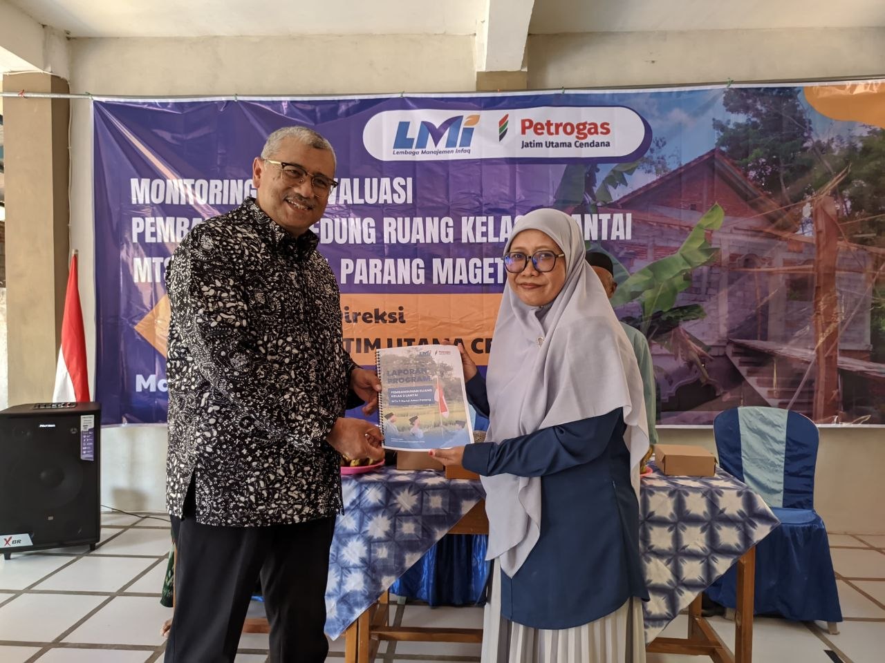 Woman holding donation box