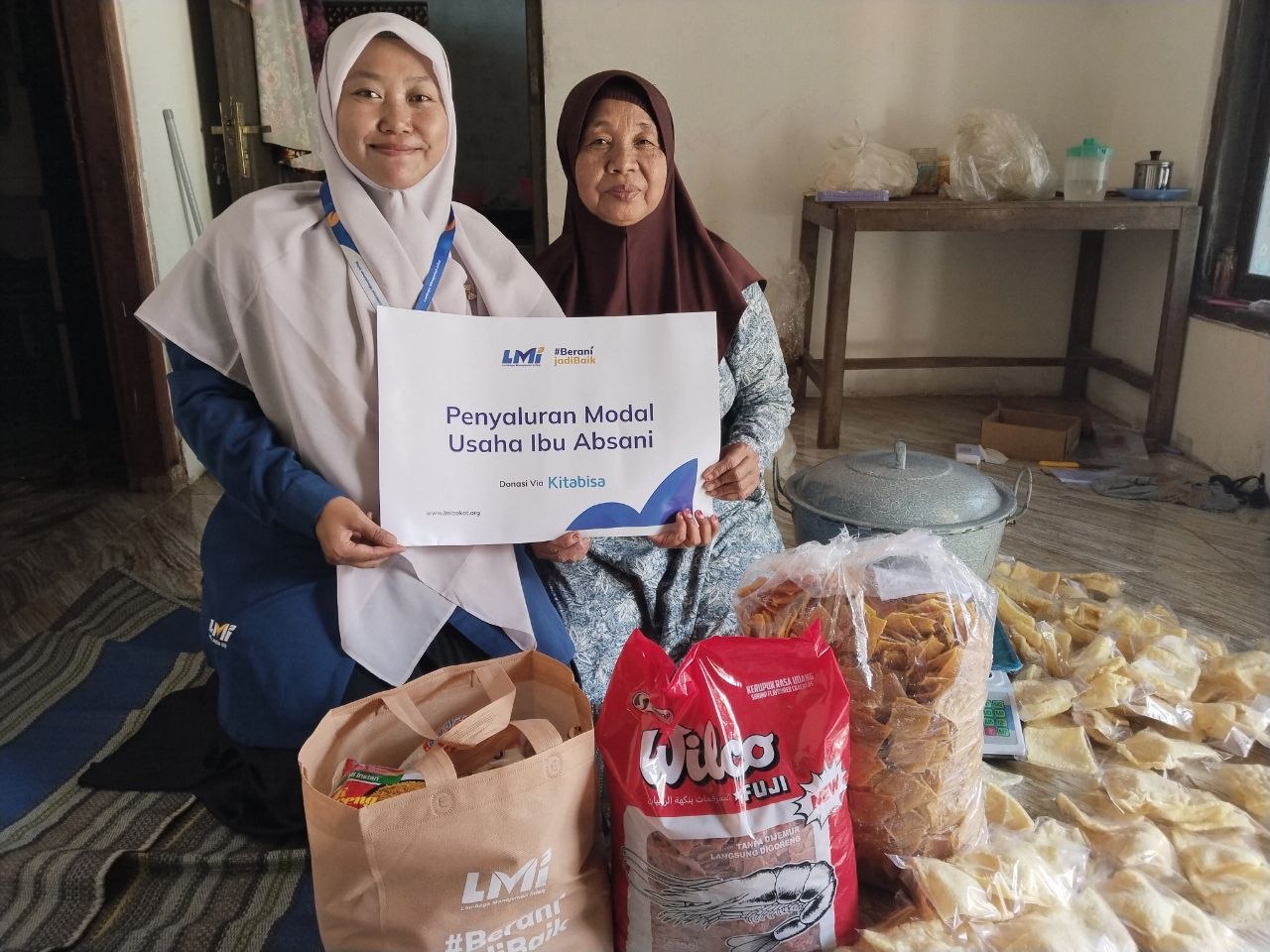 Woman holding donation box